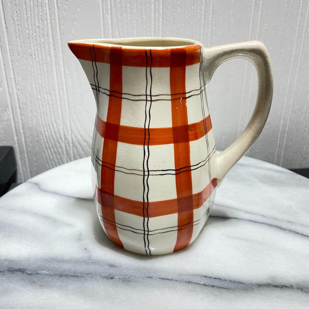 Highland Porcelain Small Hand Painted Plaid Creamer Pitcher made in Japan # 24
